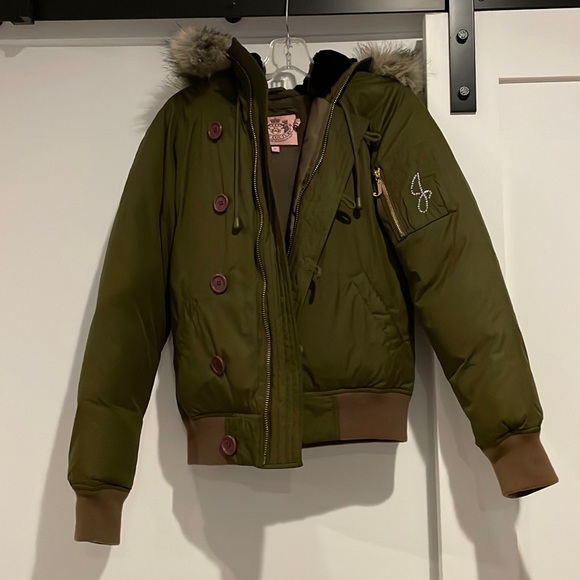 Juicy Couture olive green puffer jacket, size S, like new - Picture 1 of 4